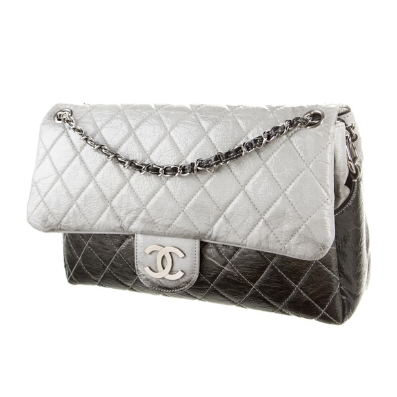 Chanel Vinyl Quilted Jumbo Melrose Degrade Flap Bag - Picture 3 of 16